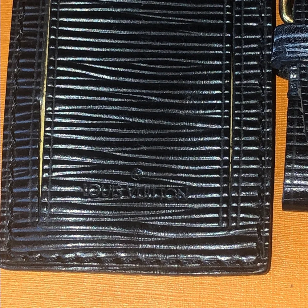 Louis Vuitton Black Epi Leather Luggage Tag and Poignet Set